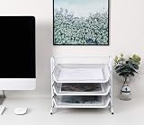 EasyPAG 3 Tier A4 Mesh In Tray Desk Tidy File Holder White view 6