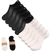 10 Pairs Black & White womens No Show Socks for Womens girls Ideal Breathable Fit Non-Slip Low Cut Soft Invisible Liner for Workout Walking Socks US 4-8