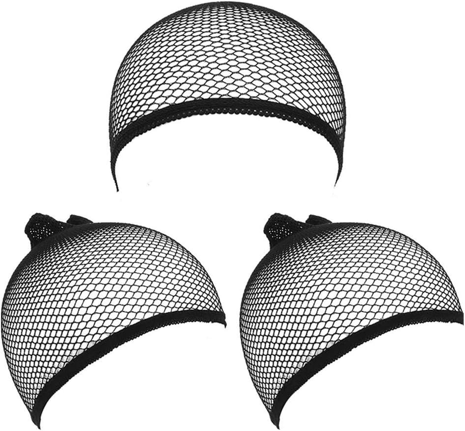 Black Wig Caps Mesh Elastic Wig Cap Long Hair Open End Wig Caps Hair Accessories 3 PACK