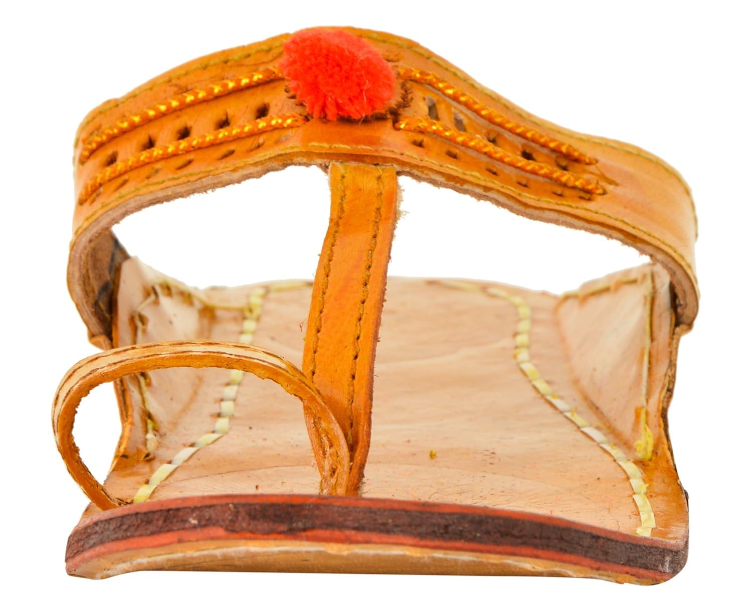 ampereus women's pure leather kolhapuri shoes (yellow)