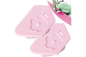 TIGARI 2Pcs Magnetic Seam Guide for Sewing Machine - 2024 Upgraded Multifunctional Polygonal Hemmer Guide with Scale, Universal Sewing Accessories & Supplies for Magnet Making Machine (Pink)