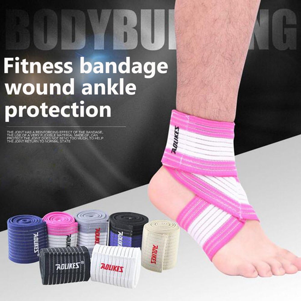 Rungear (1 Pair Elasticity Ankle Compression Bandage Wrap Support Brace Breathable Foot Strap for Men Women Running Basketball Football Volleyball Gym Fitness (Beige) : Sports & Outdoors