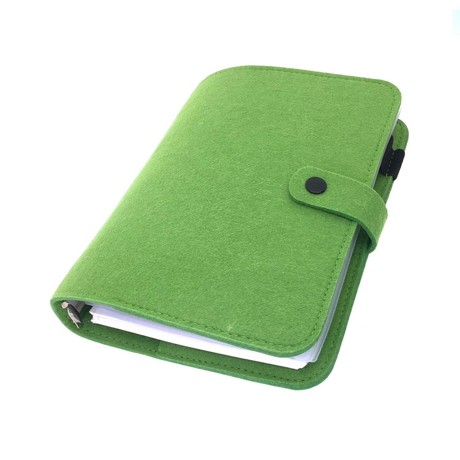 A6/ A5 6-Holes Felt Cover Round Ring View Binder File Folder for Loose Leaf Sheet Protectors/Binder Cover Protector, Deep Olive Green, A5 combo