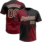 Custom Softball Jersey Brush Pattern Two Button Personalized Baseball Jersey Shirt Stitched Name Number for Men Women