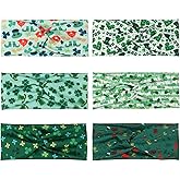 Budsmile 6 Pack St. Patrick's Day Headbands Green Shamrock Stretchy Hairbands for Women Sweat Wicking Workout Headband for Yoga Running Exercise Elastic Hair Accessories