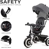 Kinderkraft ASTON Tricycle Baby Push Trike 9m-5y Gray with Parent Handle view 6