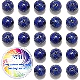 NCB 200pcs 6mm Lapis Lazuli Loose Beads for Jewelry Making, Natural Semi Precious Beads Round Smooth Gemstones Spacer Beads Charms for Necklaces Bracelets (Lapis Lazuli, 6mm 200Beads)