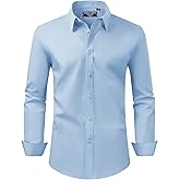 Alimens & Gentle Men's Dress Shirt Regular Fit Stretch Stain Shield Long Sleeve Solid Business Wedding Button Down Shirts