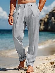 Runcati Mens Casual Pants Elastic Waist Lightweight