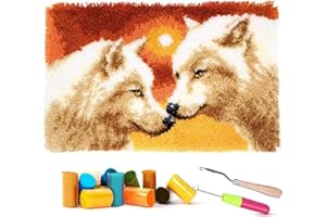 PUZAMEN Latch Hook Rugs Kits for Kids Adults Beginners, Dinosaur Owl Smile Star Sunflower Dog Panda Small Large DIY Latch Hook Rug Making Kit for Girls and Boys