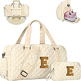 Elilier Overnight Bags for Women, Initial Travel Duffel Bag, Sports Gym Bag, Carry On Bag, Monogram Gifts for Girl Friends Female Mom Teacher