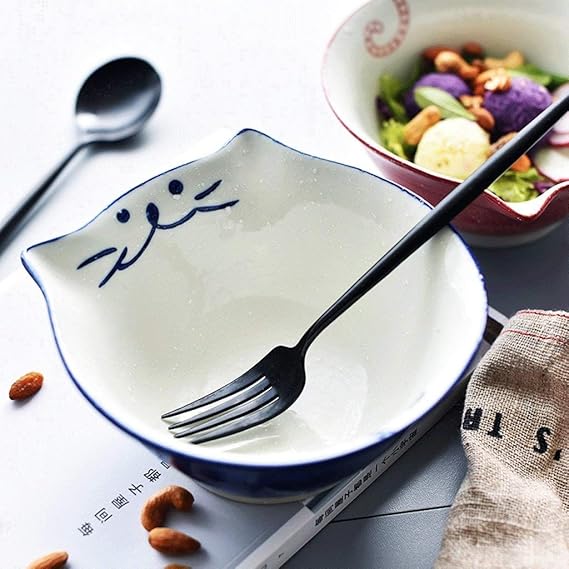 HAILI Tableware, Encantador creativo del gato Tazón de cerámica de 8