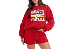 VILOVE Game Day 2 Piece Outfits Women Funny Football Graphic Sweat Shorts Sets Oversized Casual Gameday Lounge Matching Sets