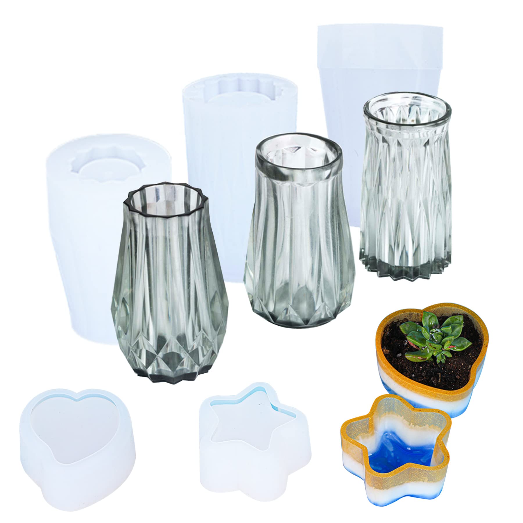 Cayway 5 x Resin Moulds Vase Foral, Silicone Moulds Jewellery Resin Plant Flower Pot Mould Silicone Bottle for Epoxy Resin, Home Decoration โ image 1