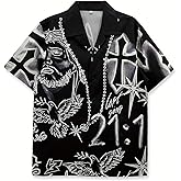 Men's Stylish Button Down Shirt, Religious Art Print, Short Sleeve Summer Hawaiian Style, Streetwear