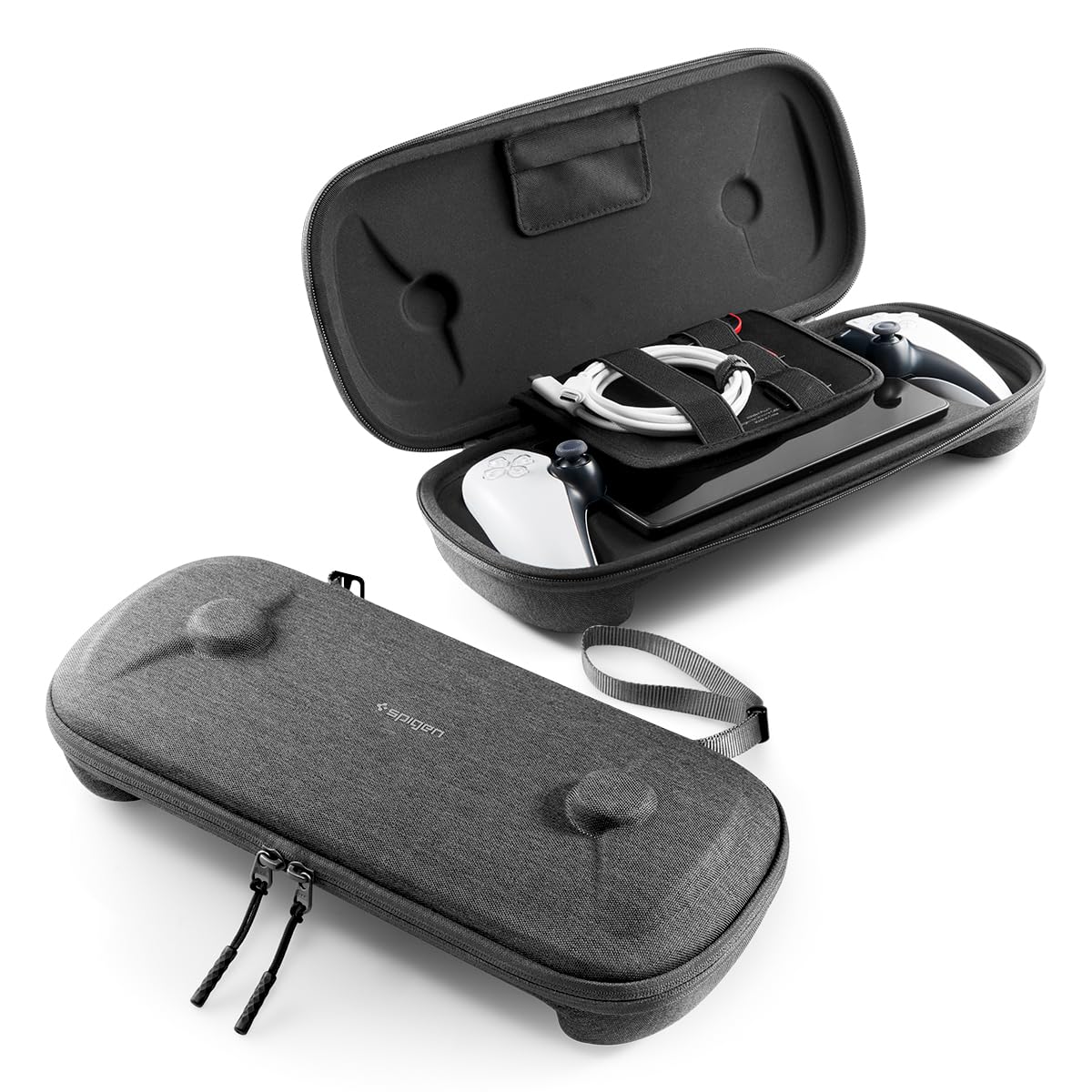 Spigen Klasden Designed for PlayStation Portal Remote Player Carrying Pouch Case Slim Fit Portable Protective EVA Hard Shell Pouch Travel Bag - Charcoal Gray