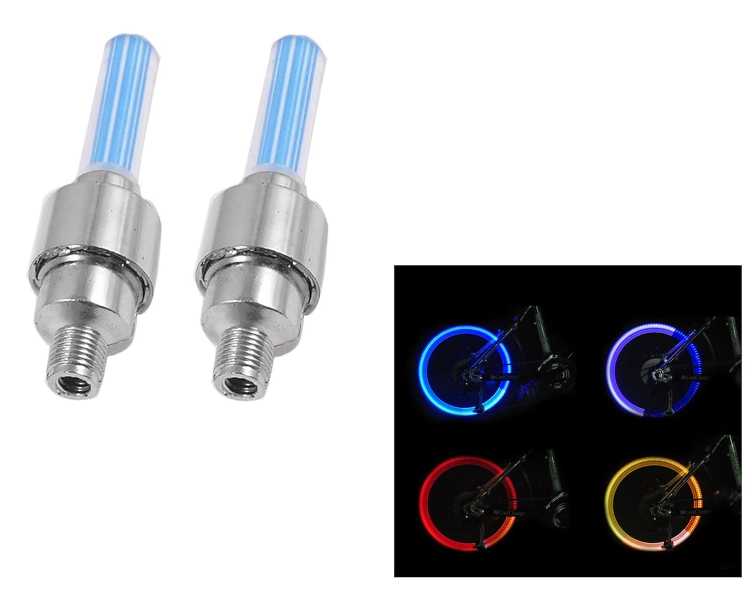 Deet® TM877 2 x RAINBOW COLOUR CHANGING LED TYRE LIGHTS, SUPER BRIGHT