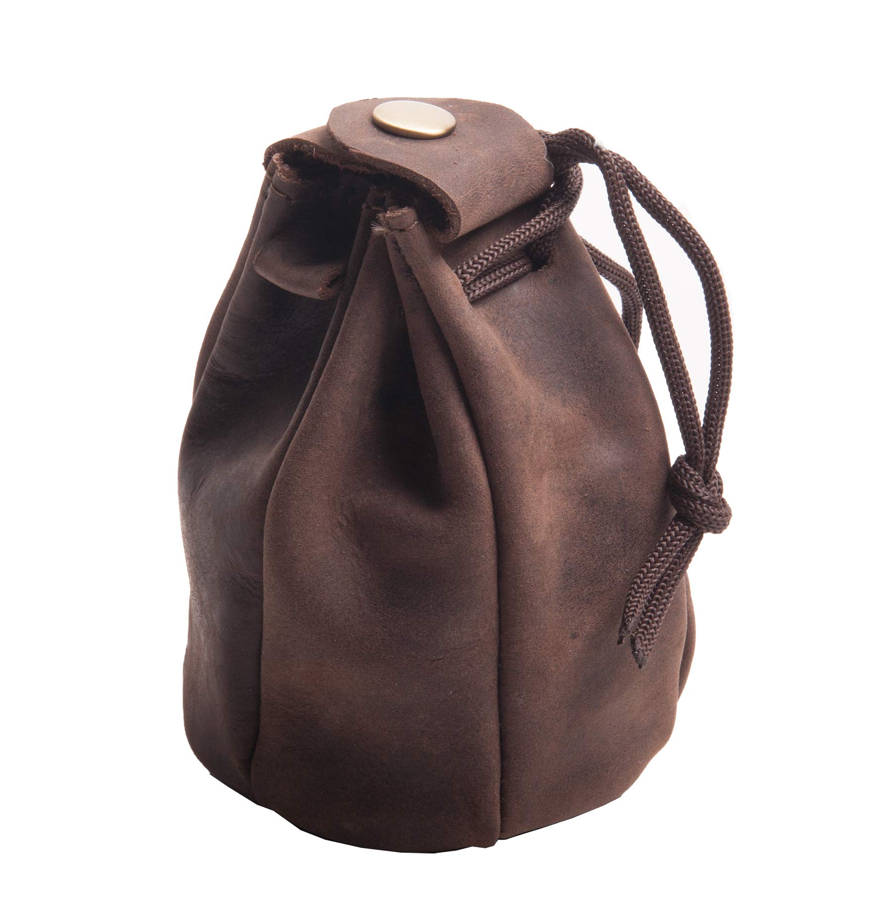 Leather tobacco bag, jewellery bag with drawstring, buffalo leather