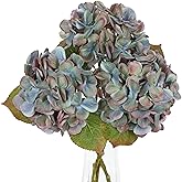 Purple Artificial Hydrangea Flowers 18.8 Inch Long with 6 Inch Full Realistic Bloom – Lifelike Silk Faux Hydrangea Stems for Wedding Bouquet, Table Centerpieces, Party Decor, Home Indoor Decoration