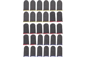 PHENOFICE 30pcs Anti-slip Gaming Finger Sleeves with 18 Silver Fiber Needles, Sweat-resistant Thumb and