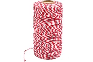 KINGLAKE Red White Gift Twine String Holiday Twine 328 Feet Cotton Bakers Twine Crafts Christmas Twine Durable Packing String