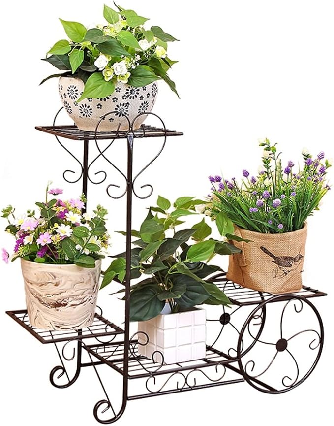 YFF- Negro Interior/Exterior artesanía de Hierro Estante de la Flor con