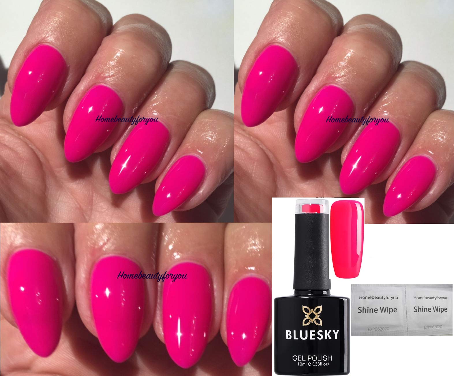 Bluesky Nail Gel Polish Neon Pink Bright Pink Cerise Neon 36 UV LED Soak Off 10ml Spring Summer Color