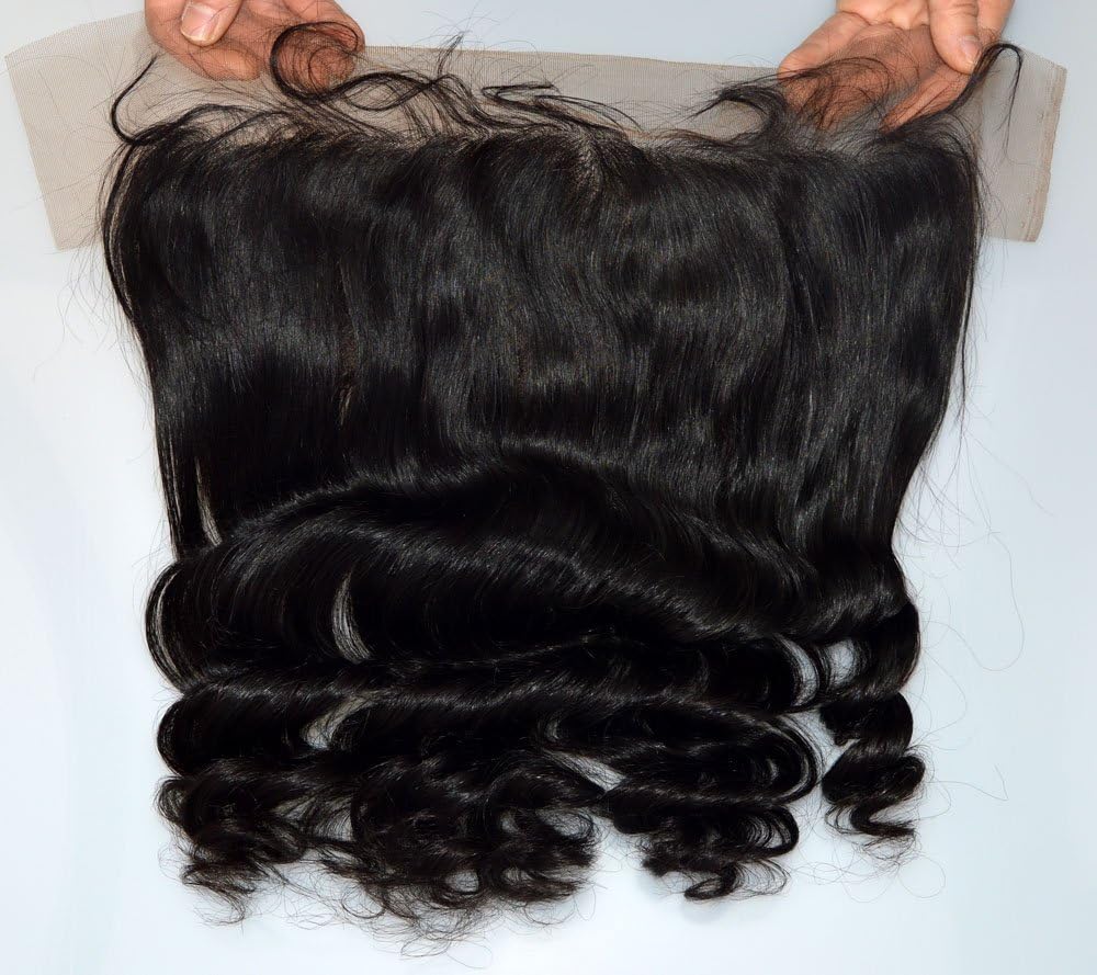 Length 8" 10" 12" 14" 16"18"20" 100% Brazilian Human Hair Lace Frontal Closure Ear to Ear Natural Black Loose Wavy(Lace 13"X6" 14")