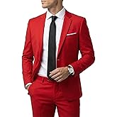 Hihawk Men's 2 Piece Suit with Tie, One Button Slim Fit Solid Jacket & Pants Set, Suits for Men Party Wedding Prom & Business