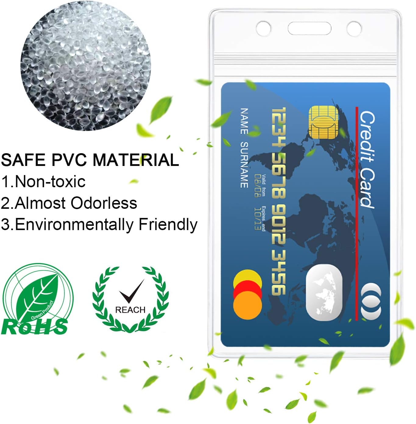 12 Pcs Extra Thick ID Card Badge Holder, Vertical Clear PVC Card Holder with Waterproof Resealable Zip Type : Office Products
