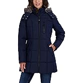 Nautica Women's Heavyweight Puffer Jacket With Faux Fur Lined Hood, Navy Seas, X-Small