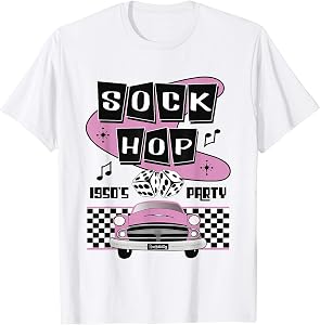 1950s Sock Hop Dance Party Retro 50s Costume Rockabilly Pink T-Shirt