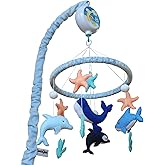 Ocean Baby Mobile for Crib, Crib Mobile with Music, Felt Sea Creatures | Handcrafted felt sea creatures with 12 lullabies, 3 play modes and rotation for an under the sea nursery