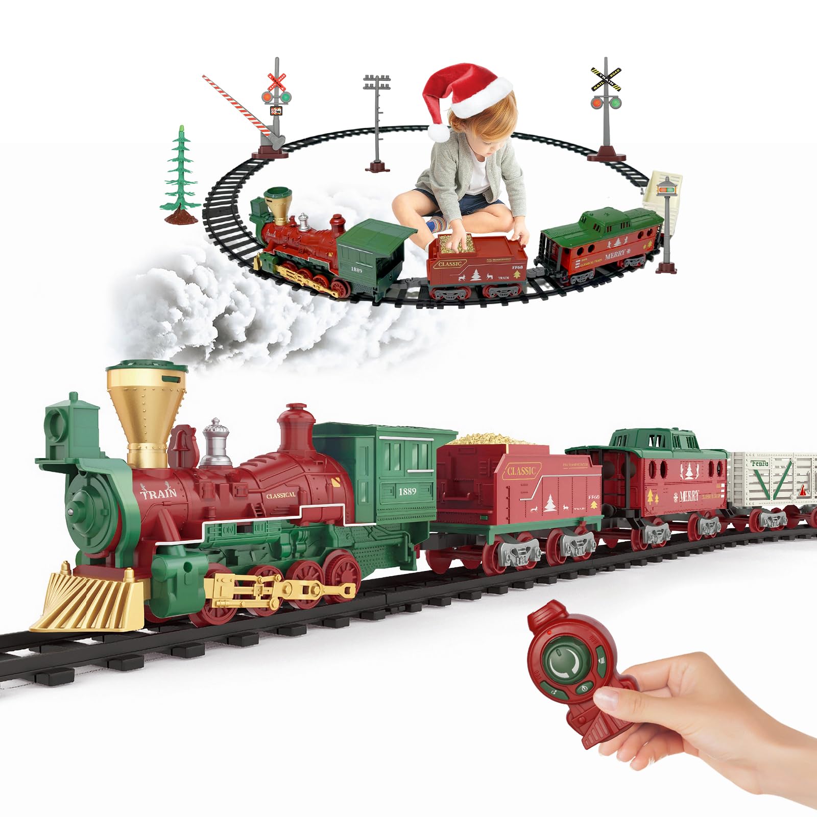 OLIUGEI Electric Train Set Steam Train Toys for