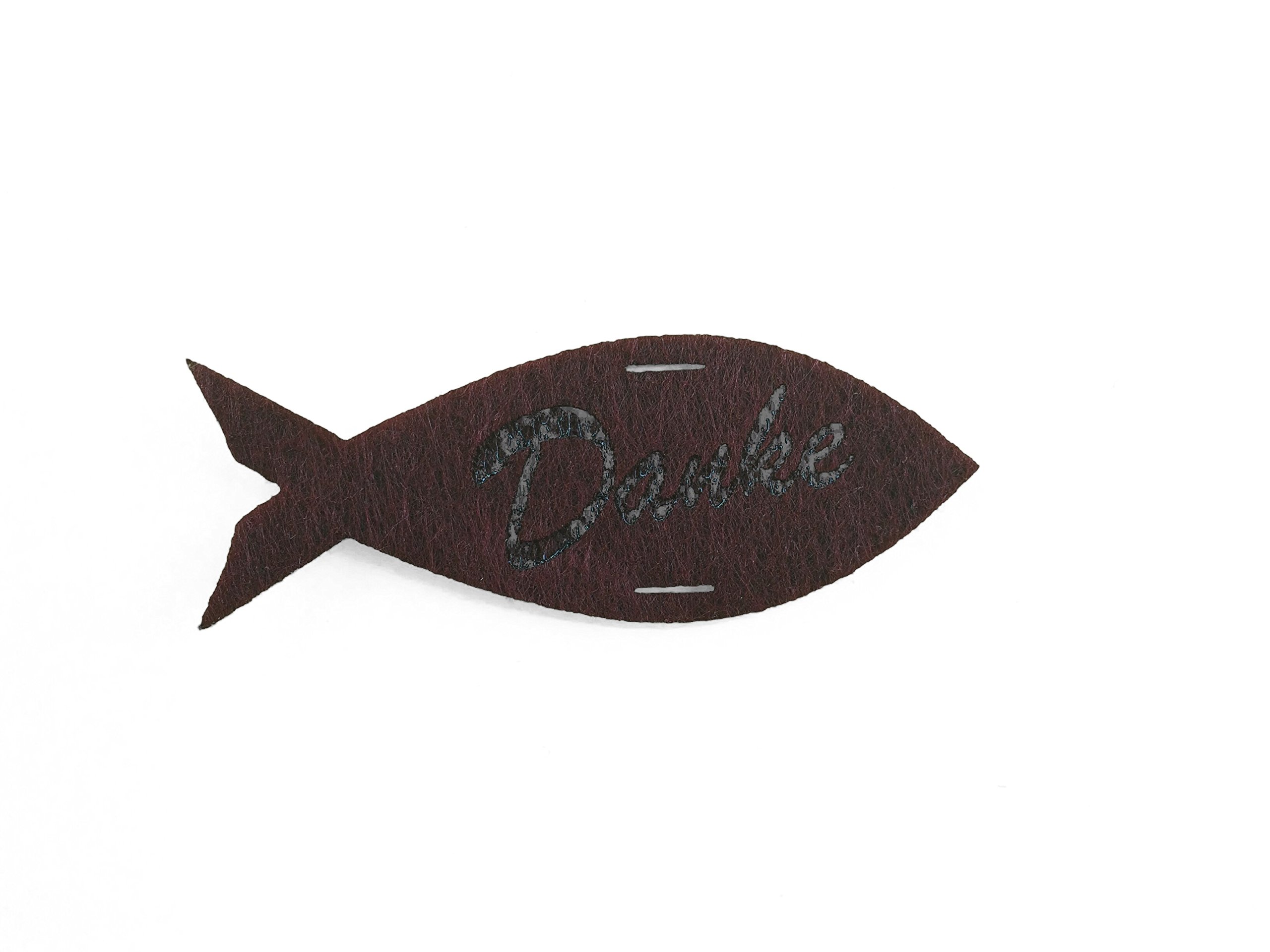 'Petra's Craft News A – KFF3980 – 29 15 x 80 mm with "Thank You Engraved Fish Felt Green/Burgundy