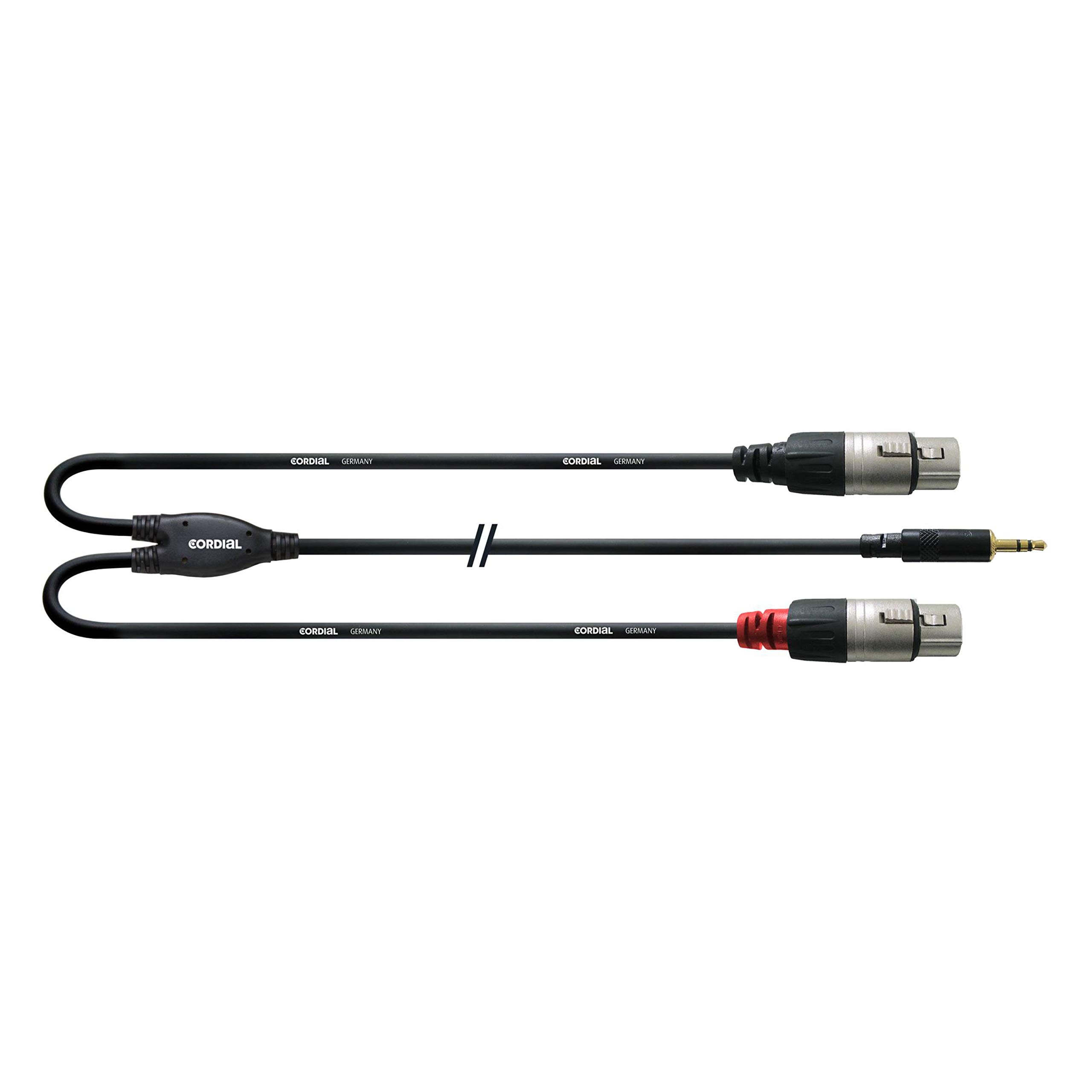Cordial CFY 3 WFF Y-Adaptor Cable 3.5 mm Stereo Jack Gold to 2 x XLR Female 3m