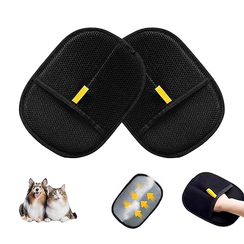2PCS Pet Hair Removal Gloves - Reusable Electrostatic Pet Hair Remover Gloves, Effective Dog & Cat Hair Cleaning Tool for Furniture, Carpet, Car Seats, Clothes