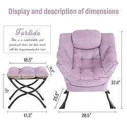 Furlide Lazy Chair with Ottoman, Modern Chair with