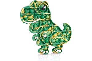 NITOY Dinosaur Push Pop Bubble Fidget Sensory Toy Silicone Large T-Rex with Printed Eye, Stress Reducer Anxiety Reliever Bubble Popper Board Fidget Squeeze Toy for Kids & Adults
