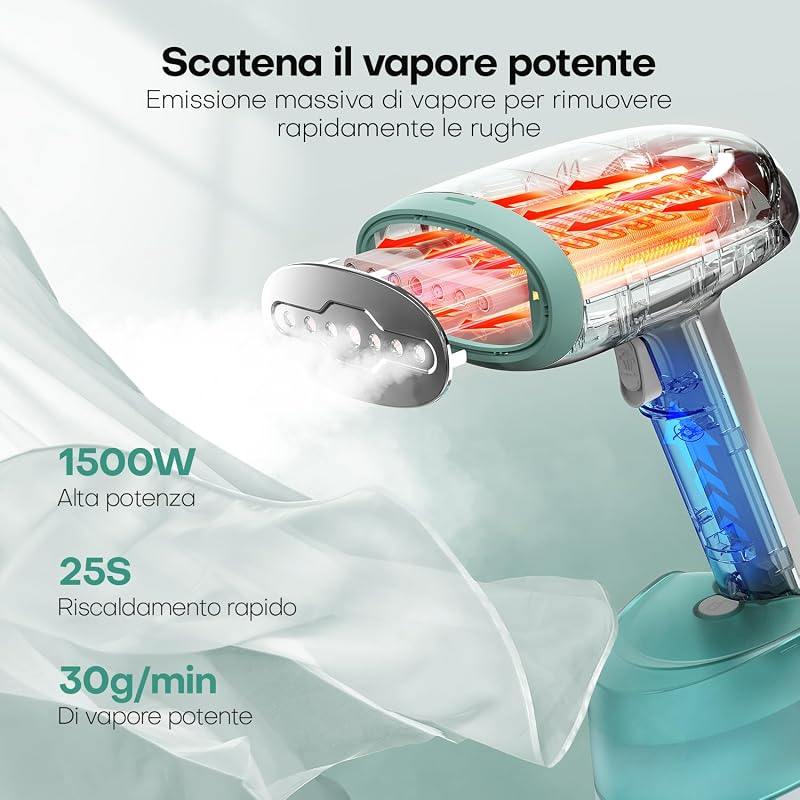 Ferro da Stiro Verticale 1500W 365ml Serbatoio Rimuovi Pieghe