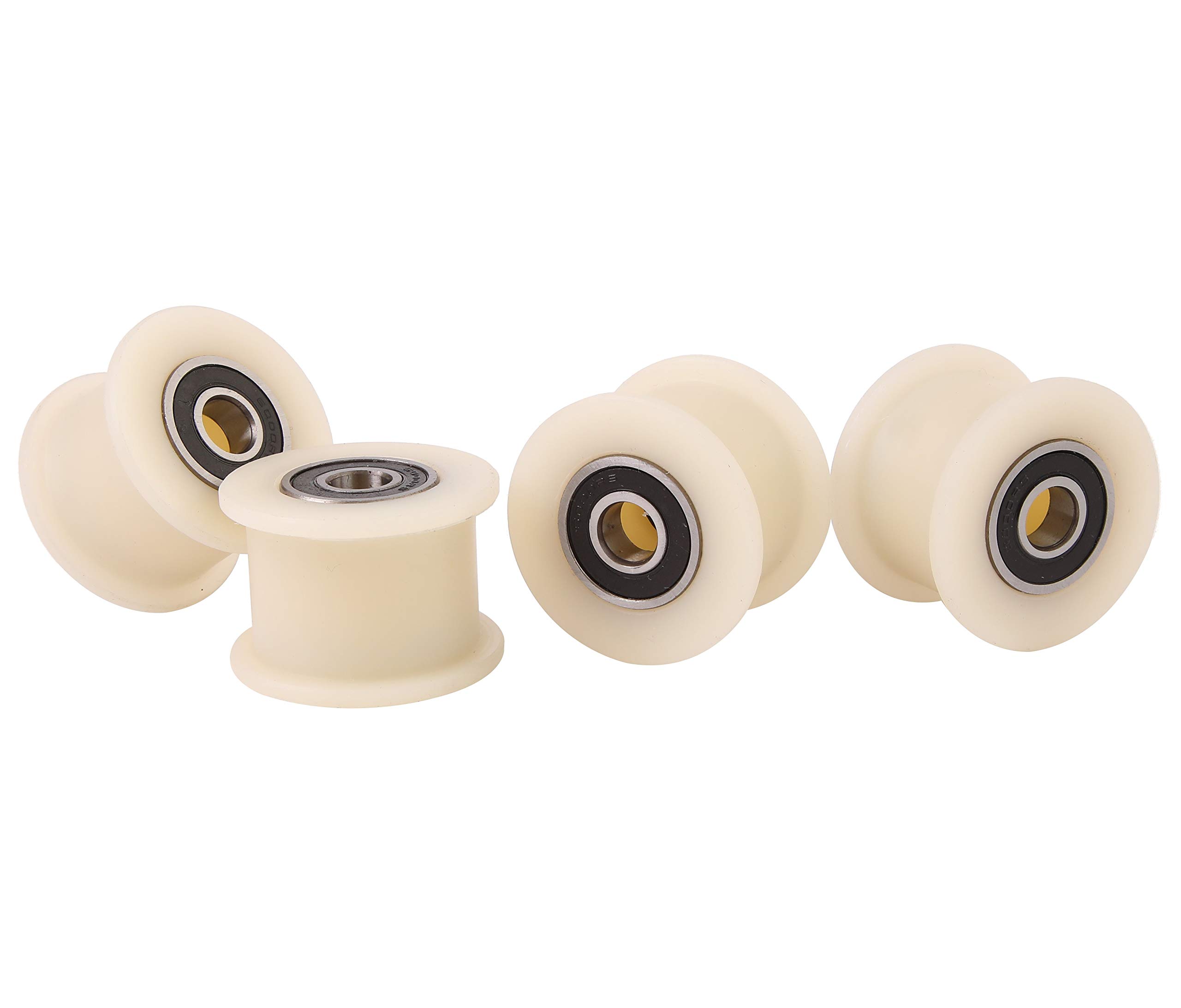 Pack of 4 x Nylon Belt Idler 45 mm diameter 25 mm Groove 10 mm bearing Precisely Machined in the EU (45-25-10)