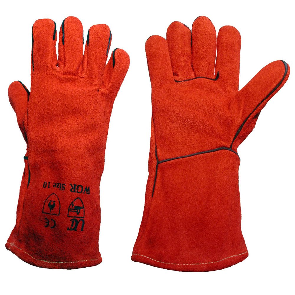 Ultimate Industrial WGR - SIZE MENS WGR Standard Welding Gauntlet, Single Pair, Size 10/Large, Red