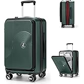 RAINSMORE Carry on Luggage 20 Inch Expandable, Airline Approved Carry on Suitcase Top Opening Hard Shell Rolling Travel Luggage with TSA Lock & Spinner Wheels, Green