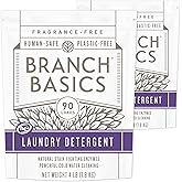 Branch Basics Laundry Detergent – 2 Pack, 4lbs per | Plant & Mineral-Based Formula | Lifts Stains & Removes Odor | Plastic-Free, Fragrance-Free & Safe for Sensitive Skin