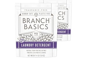 Branch Basics Laundry Detergent – 2 Pack, 4lbs per | Plant & Mineral-Based Formula | Lifts Stains & Removes Odor | Plastic-Free, Fragrance-Free & Safe for Sensitive Skin