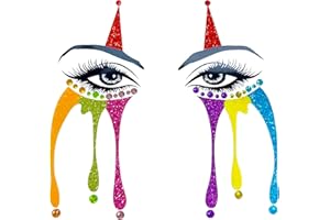 Neva Nude Clowning Around Multicolored Glitter Tears Sticker - Gems for Carnivals, Halloween, Festivals, Raves, & Parties | Medical Grade Adhesive, Waterproof, & Sweatproof | Made in USA