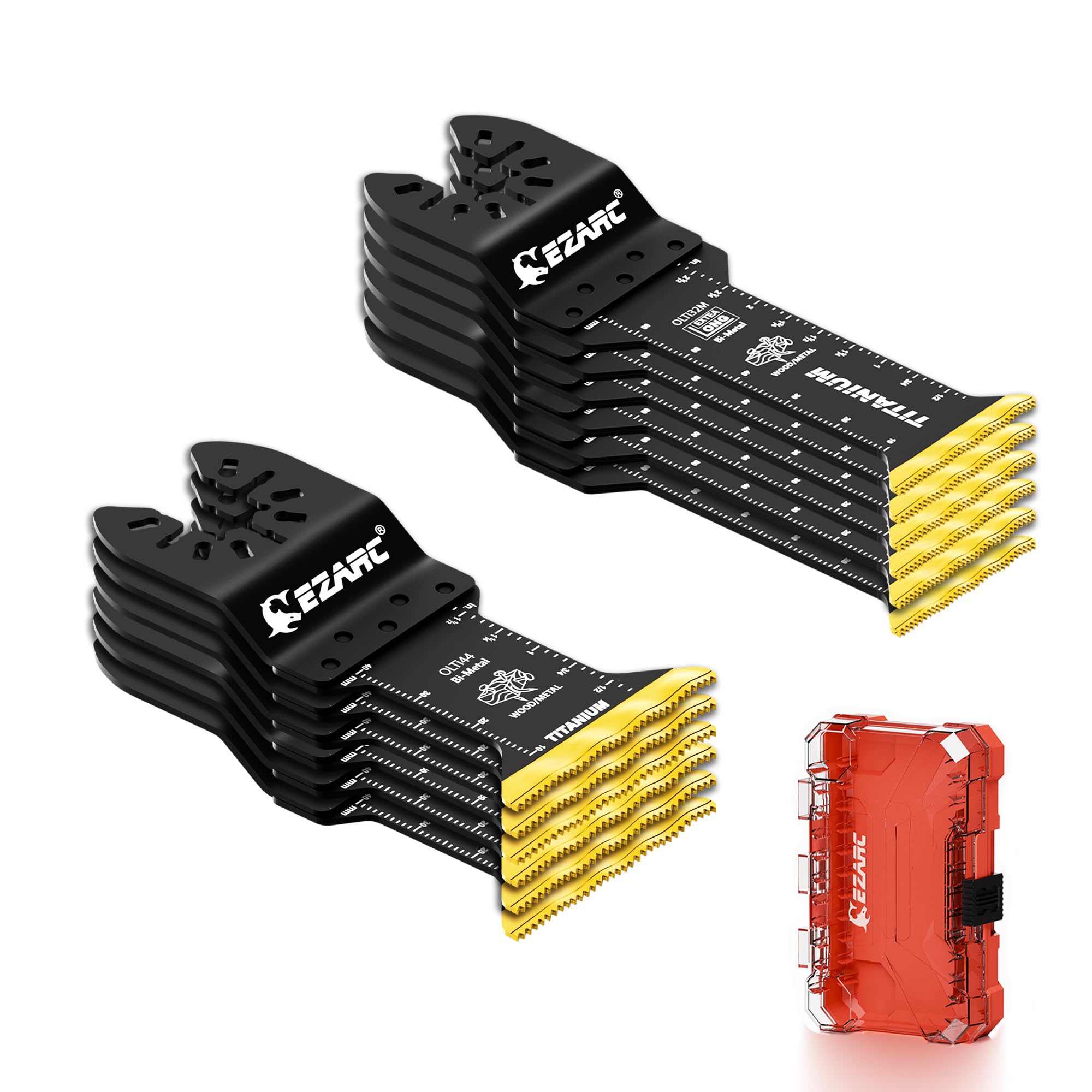 EZARC Titanium Oscillating Saw Blades, Standard Length & Extra-Long Oscillating Multitool Blades for Metal, Wood Nails, Screws Cutting, Plastic, 12 Pack