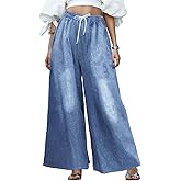 UQJE Women's Wide Leg Jeans Baggy Denim Pants High Waisted Mom Jeans with Pockets