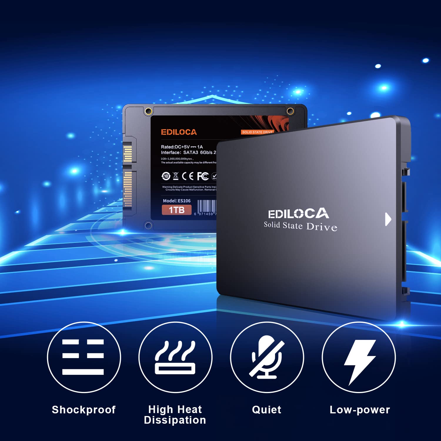 Ediloca 1TB SSD, Internal Solid State Drives, 2.5