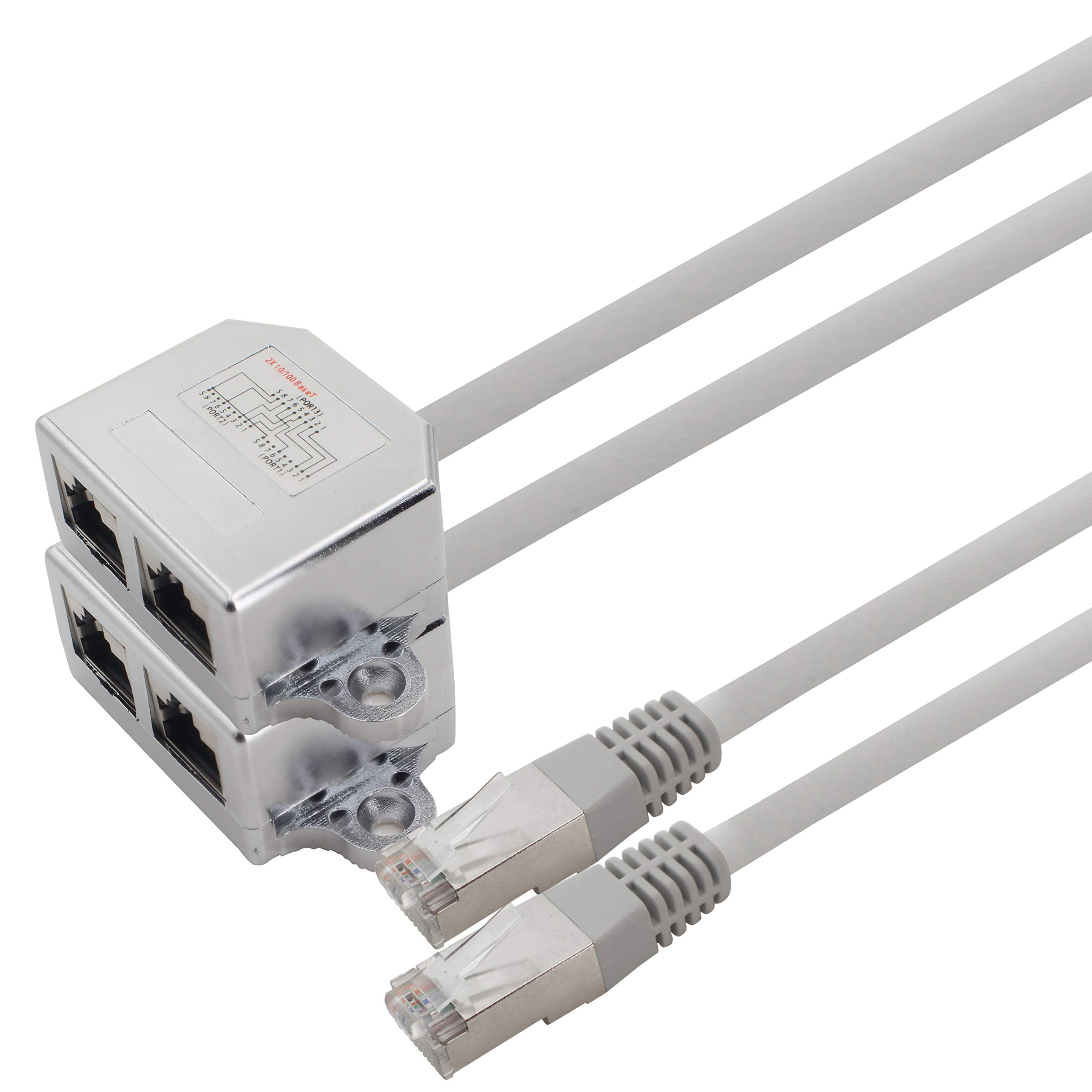 1aTTack.de Cat. 5e patch cable adapter network network cable splitter Ethernet/Ethernet 0 1 m 2 pieces